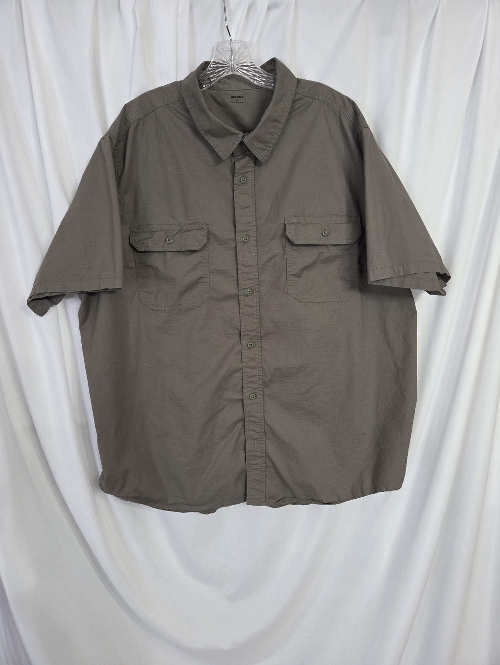 Brahma Men's Short-Sleeve Button-Front Shirt in Olive Green Size 3XL